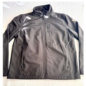 GUESS Mens Softshell Jacket Black Full Zip Fleece Lined Logo Large 115AP773
